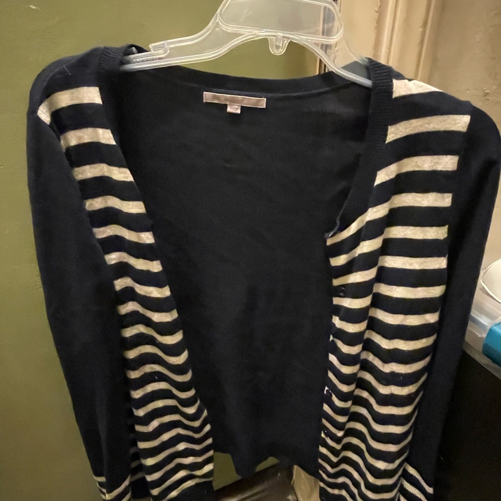 GAP Navy and Cream Striped Cardigan